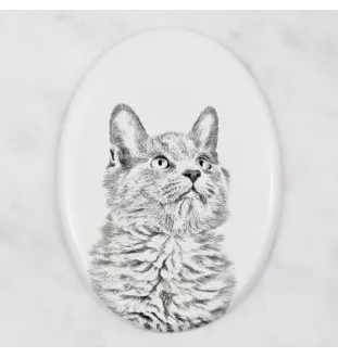 Chat Nebelung - une plaque commémorative avec une photo de chat, une plaque funéraire avec une impression, une plaque ovale personnalisée de la marque Art-Dog