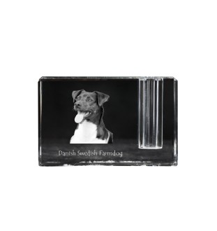 Dänisch-Schwedischer Farmhund, Dansk-Svensk Gårdshund - Stifthalter, Kristallorganizer mit Hundefoto, einzigartige Schreibtischdekoration der Marke Art-Dog