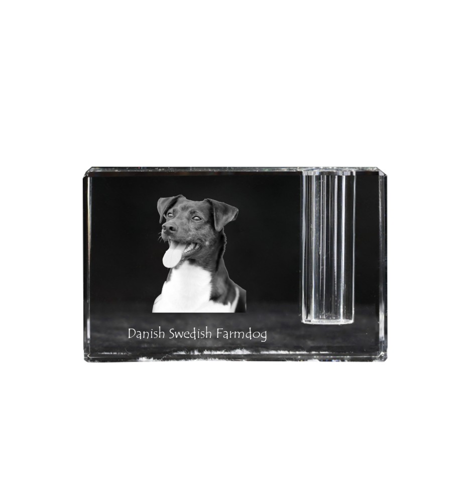 Chien de ferme dano-suédois, Dansk-svensk gårdshund - Porte-stylos, organiseur en cristal avec photo de chien, décoration de bureau unique par la marque Art-Dog