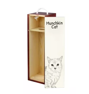 Chat Munchkin - boîte à vin avec un chat, boîte à alcool avec une illustration, boîte personnalisée pour cadeau de la marque Art-Dog