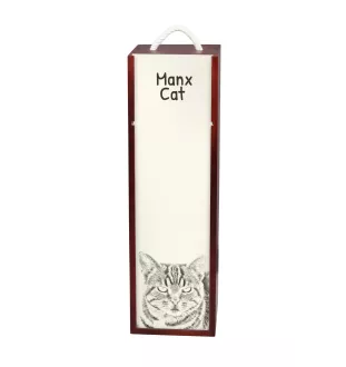 Chat Manx - boîte à vin avec un chat, boîte à alcool avec une illustration, boîte personnalisée pour cadeau de la marque Art-Dog
