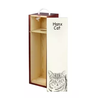 Chat Manx - boîte à vin avec un chat, boîte à alcool avec une illustration, boîte personnalisée pour cadeau de la marque Art-Dog