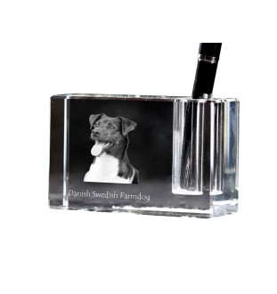 Chien de ferme dano-suédois, Dansk-svensk gårdshund - Porte-stylos, organiseur en cristal avec photo de chien, décoration de bureau unique par la marque Art-Dog