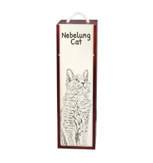 Chat Nebelung - boîte à vin avec un chat, boîte à alcool avec une illustration, boîte personnalisée pour cadeau de la marque Art-Dog