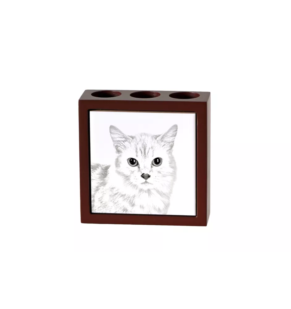 Munchkin Cat - pen holder with a cat, desk organizer with a print, personalized desk decoration by Art-Dog brand