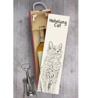 Nebelung Cat - wine box with a cat, alcohol box with graphics, personalized gift box from the Art-Dog brand