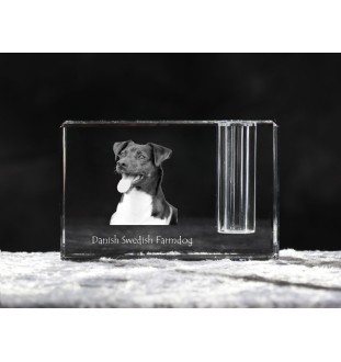 Chien de ferme dano-suédois, Dansk-svensk gårdshund - Porte-stylos, organiseur en cristal avec photo de chien, décoration de bureau unique par la marque Art-Dog