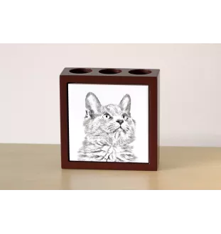 Chat Nebelung - porte-stylo avec un chat, organiseur de bureau avec impression, décoration de bureau personnalisée de la marque Art-Dog