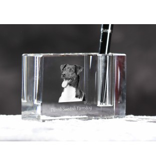 Chien de ferme dano-suédois, Dansk-svensk gårdshund - Porte-stylos, organiseur en cristal avec photo de chien, décoration de bureau unique par la marque Art-Dog