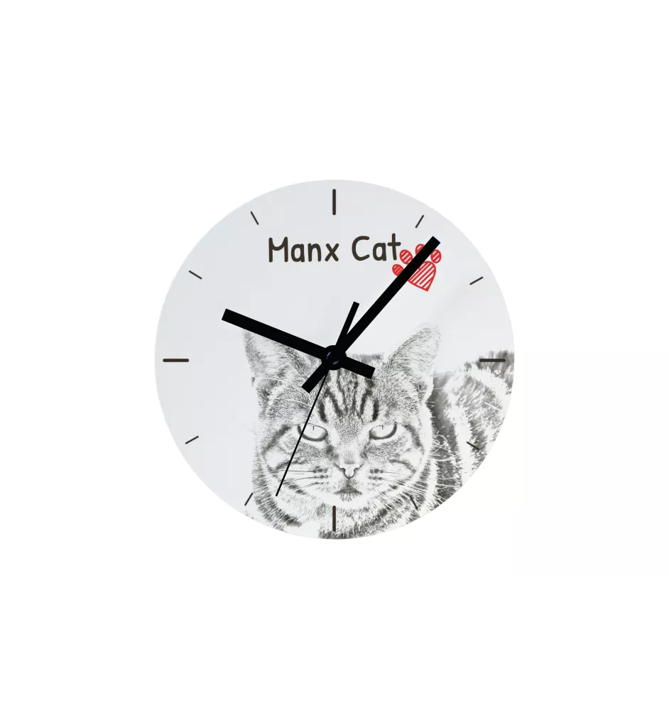 Chat Manx - horloge murale avec un chat, horloge de table avec impression, décoration personnalisée de la maison de la marque Art-Dog