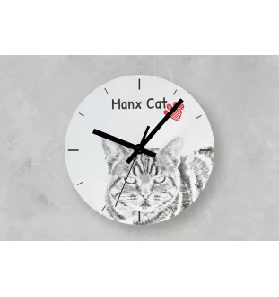 Manx Cat - wall clock with a cat, shelf clock with a print, personalized home decoration from the Art-Dog brand