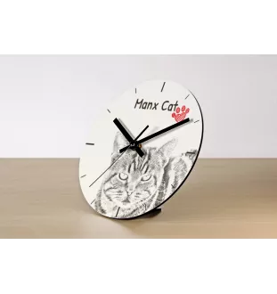 Manx-Katze - Wanduhr mit Katze, Regal Uhr mit Druck, personalisierte Hausdekoration von Art-Dog.
