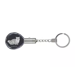 Munchkin Katze - Fob with cat photo, crystal key ring in gift box, unique gift by Art-Dog brand