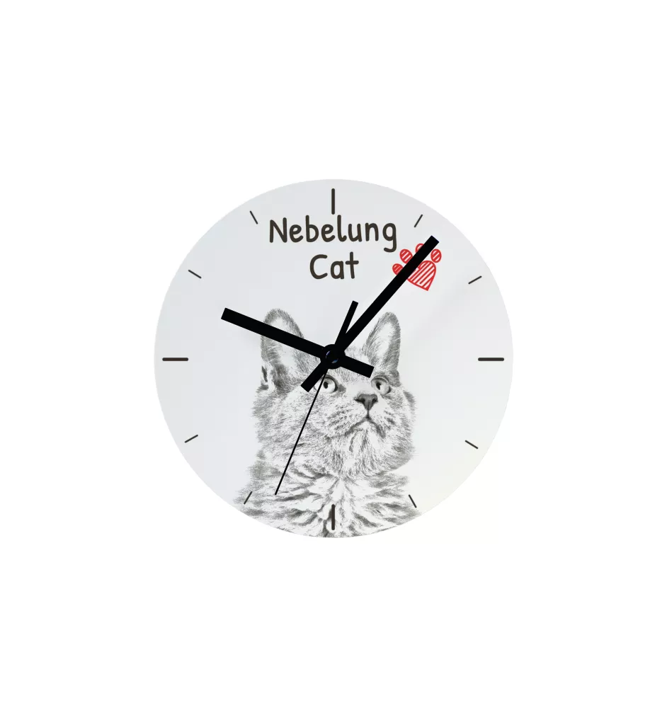 Nebelung Cat - wall clock with a cat, shelf clock with a print, personalized home decoration from the Art-Dog brand