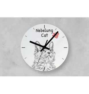 Chat Nebelung - horloge murale avec un chat, horloge de table avec impression, décoration personnalisée de la maison de la marque Art-Dog