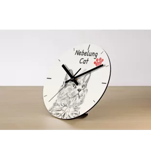 Nebelung Cat - wall clock with a cat, shelf clock with a print, personalized home decoration from the Art-Dog brand