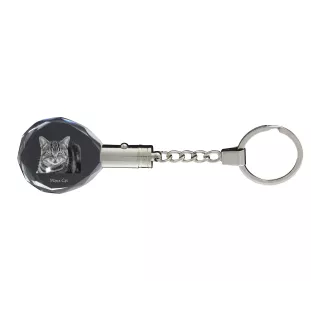 Manx-Katze - Fob with cat photo, crystal key ring in gift box, unique gift by Art-Dog brand