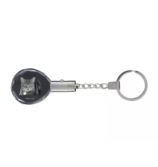 Manx Cat - Fob with cat photo, crystal key ring in gift box, unique gift by Art-Dog brand