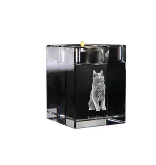 Nebelung - Candle holder with cat photo, crystal tealight holder, personalised gift by Art-Dog brand