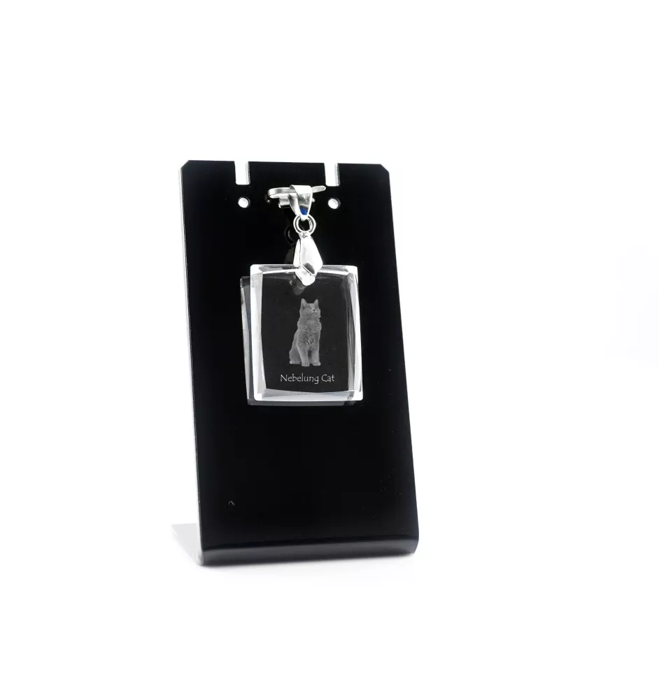 Nebelung Cat - Crystal cat pendant, photo necklace, unique jewellery by Art-Dog