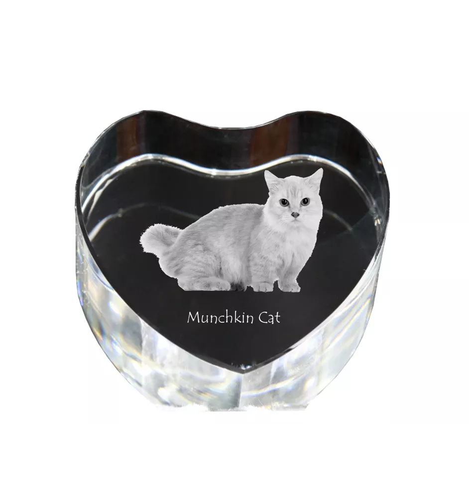 Munchkin Katze - Kristalluhr mit Katzenbild, Herzregal-Uhr, personalisierte Standuhr von Art-Dog.