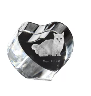 Munchkin Katze - Kristalluhr mit Katzenbild, Herzregal-Uhr, personalisierte Standuhr von Art-Dog.