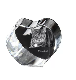 Manx-Katze - Kristalluhr mit Katzenbild, Herzregal-Uhr, personalisierte Standuhr von Art-Dog.