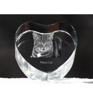 Manx-Katze - Kristalluhr mit Katzenbild, Herzregal-Uhr, personalisierte Standuhr von Art-Dog.