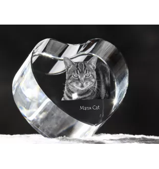 Manx-Katze - Kristalluhr mit Katzenbild, Herzregal-Uhr, personalisierte Standuhr von Art-Dog.