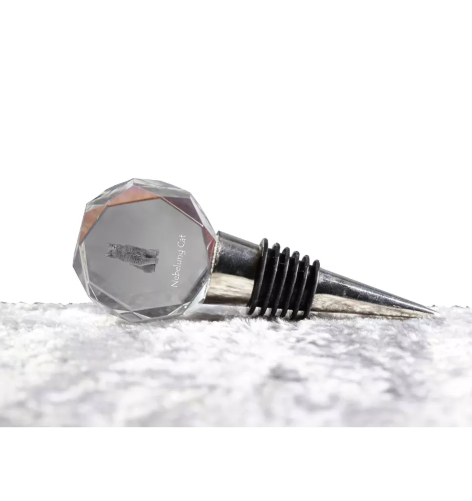 Nebelung Cat - Bottle stopper, crystal wine stopper with cat photo, personalised gift for bartender by Art-Dog brand