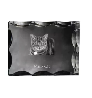 Manx-Katze - Kristall mit Katzenbild, Glasstatuette mit Bild, einzigartiger Bilderrahmen der Marke Art-Dog