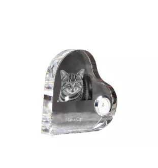 Manx-Katze - Kristalluhr mit Katzenbild, Herzregal-Uhr, personalisierte Standuhr von Art-Dog.