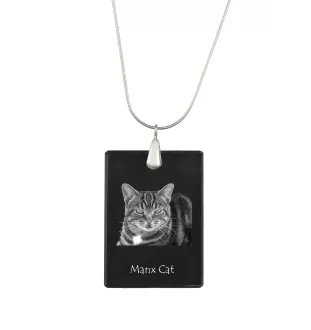Chat Manx - Crystal pendant with cat, silver necklace with photo, personalised pendant by Art-Dog brand