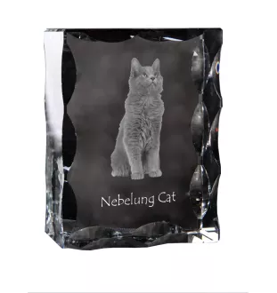 Chat Nebelung - cristal avec une photo de chat, une statuette en verre avec une photo, un cadre exceptionnel avec une photo de la marque Art-Dog
