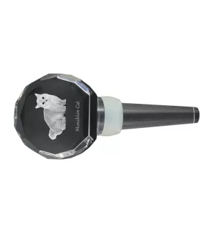 Chat Munchkin - Bouchon de bouteille en cristal avec chat, bouchon de vin unique avec photo, cadeau personnalisé pour sommelier par la marque Art-Dog