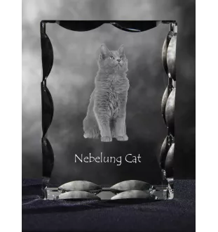 Nebelung Cat - crystal with a cat picture, glass statuette with a picture, unique frame with a picture from Art-Dog brand