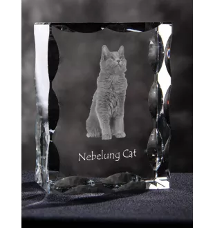 Nebelung Cat - crystal with a cat picture, glass statuette with a picture, unique frame with a picture from Art-Dog brand