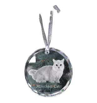 Munchkin Cat - crystal bauble with a photo, photo of a cat in crystal, personalized Christmas tree ornament by Art-Dog brand