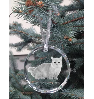 Munchkin Cat - crystal bauble with a photo, photo of a cat in crystal, personalized Christmas tree ornament by Art-Dog brand