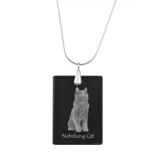 Nebelung Cat - Crystal pendant with cat, silver necklace with photo, personalised pendant by Art-Dog brand