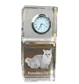 Munchkin Katze - Kristalluhr mit Bild, Katzenbild im Kristall, personalisierte Schreibtischuhr von Art-Dog.