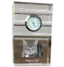 Manx Cat - glass clock with a photo, photo of a cat in crystal, personalized standing office clock by Art-Dog brand