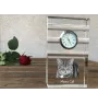 Manx Cat - glass clock with a photo, photo of a cat in crystal, personalized standing office clock by Art-Dog brand