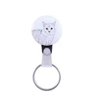 Munchkin Katze - handgefertigter Schlüsselanhänger mit dem Bildnis einer Katze, Taschenanhänger, Produkt der Marke Art-Dog