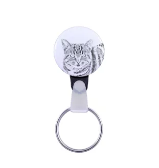 Chat Manx - Porte-clés fait à la main avec l'image d'un chat, breloque pour sac, produit de la marque Art-Dog