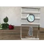 Chat Nebelung - une horloge en verre avec une photo, une photo de chat dans un cristal, une horloge de bureau personnalisée de la marque Art-Dog