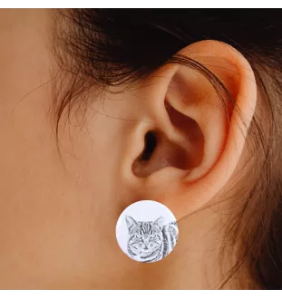 Chat Manx - boucles d'oreilles avec votre chat bien-aimé, photo personnelle, accessoire parfait pour les amoureux des chats de la marque Art.-Dog