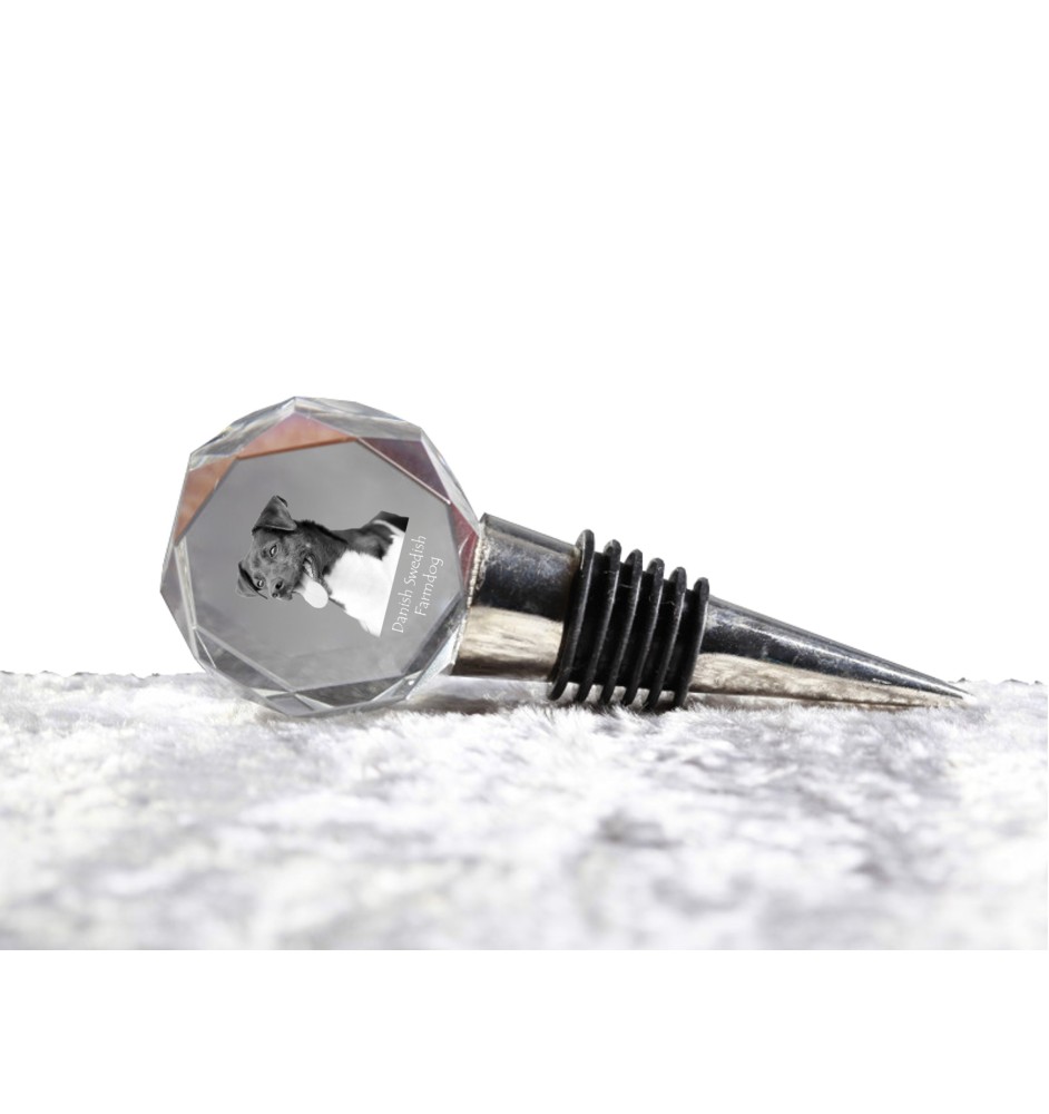 Danish-Swedish Farmdog - Bottle stopper, crystal wine stopper with photo, personalised gift for bartender by Art-Dog brand