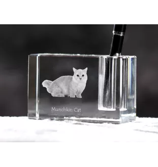 Munchkin Katze - Stifthalter, Kristallorganizer mit Katzenfoto, einzigartige Schreibtischdekoration der Marke Art-Dog