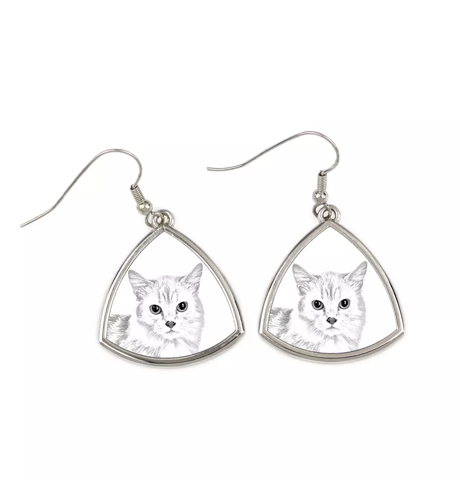 Chat Munchkin - boucles d'oreilles avec un chat, boucles d'oreilles pendantes avec une image, bijoux personnalisés avec l'impression de la marque Art-Dog